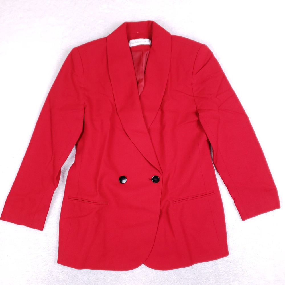 Valerie Stevens Petites Red 100% Pure Wool Double Breasted Blazer Size 10P